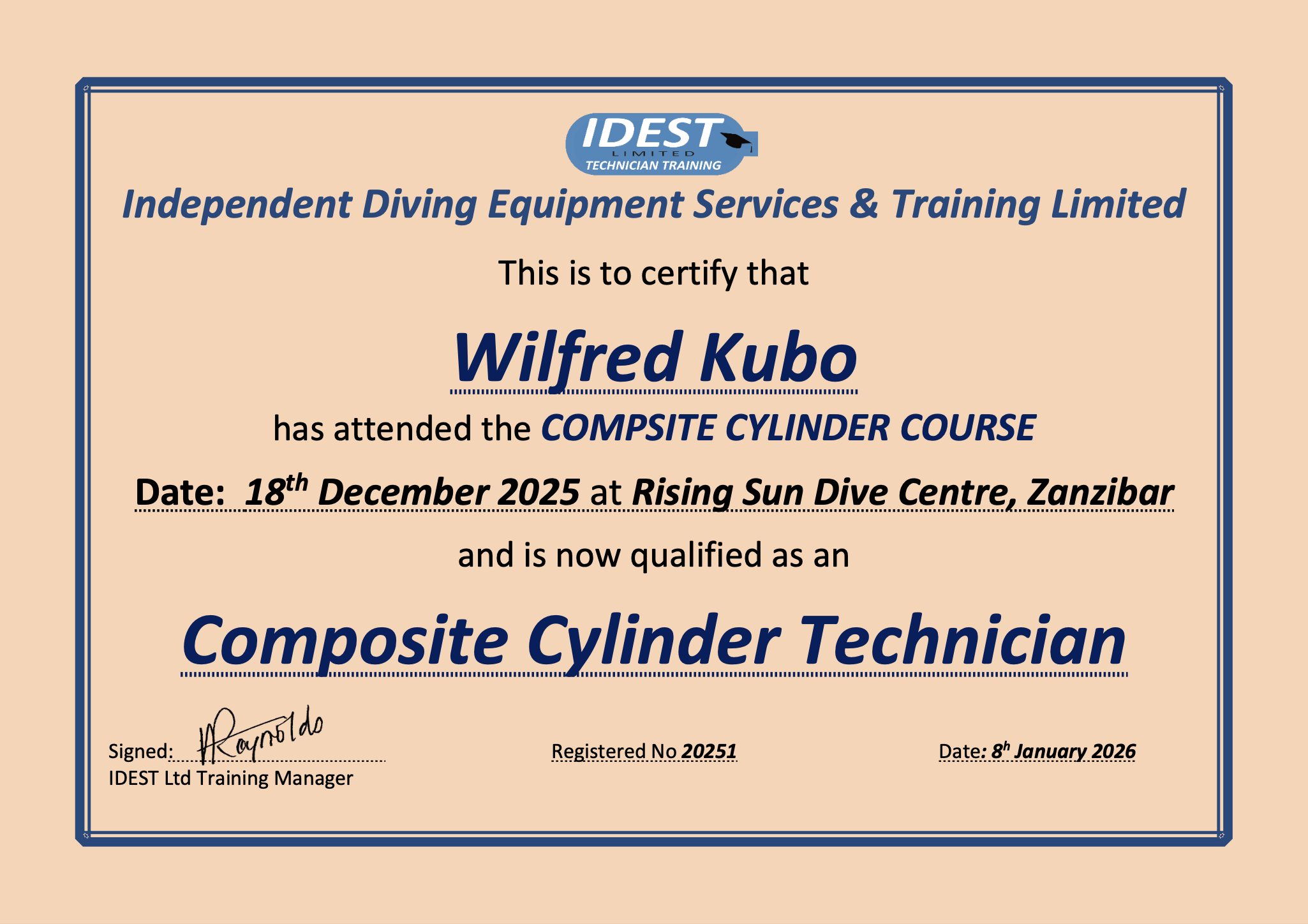 Wilfred certificate