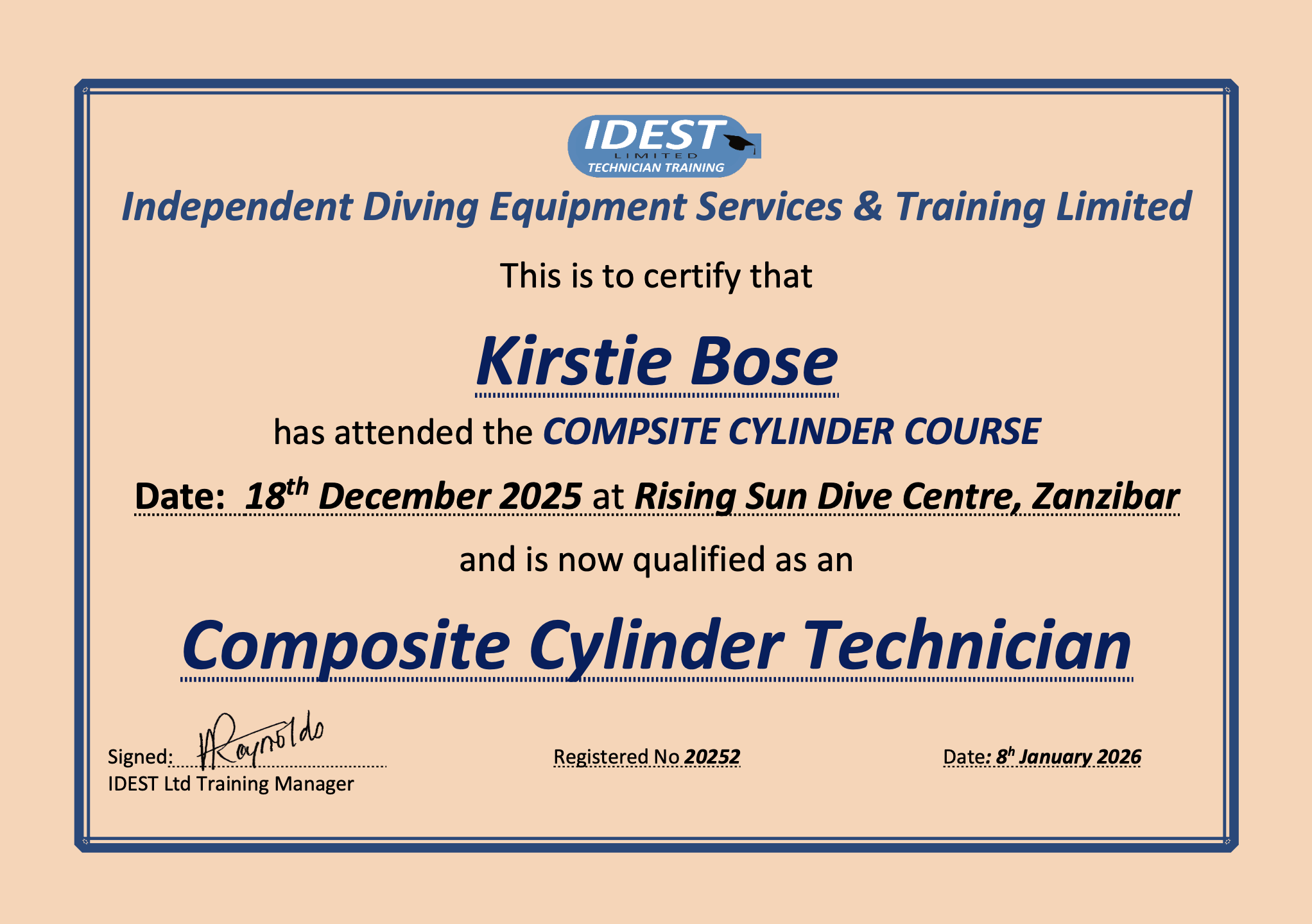 Kirstie certificate