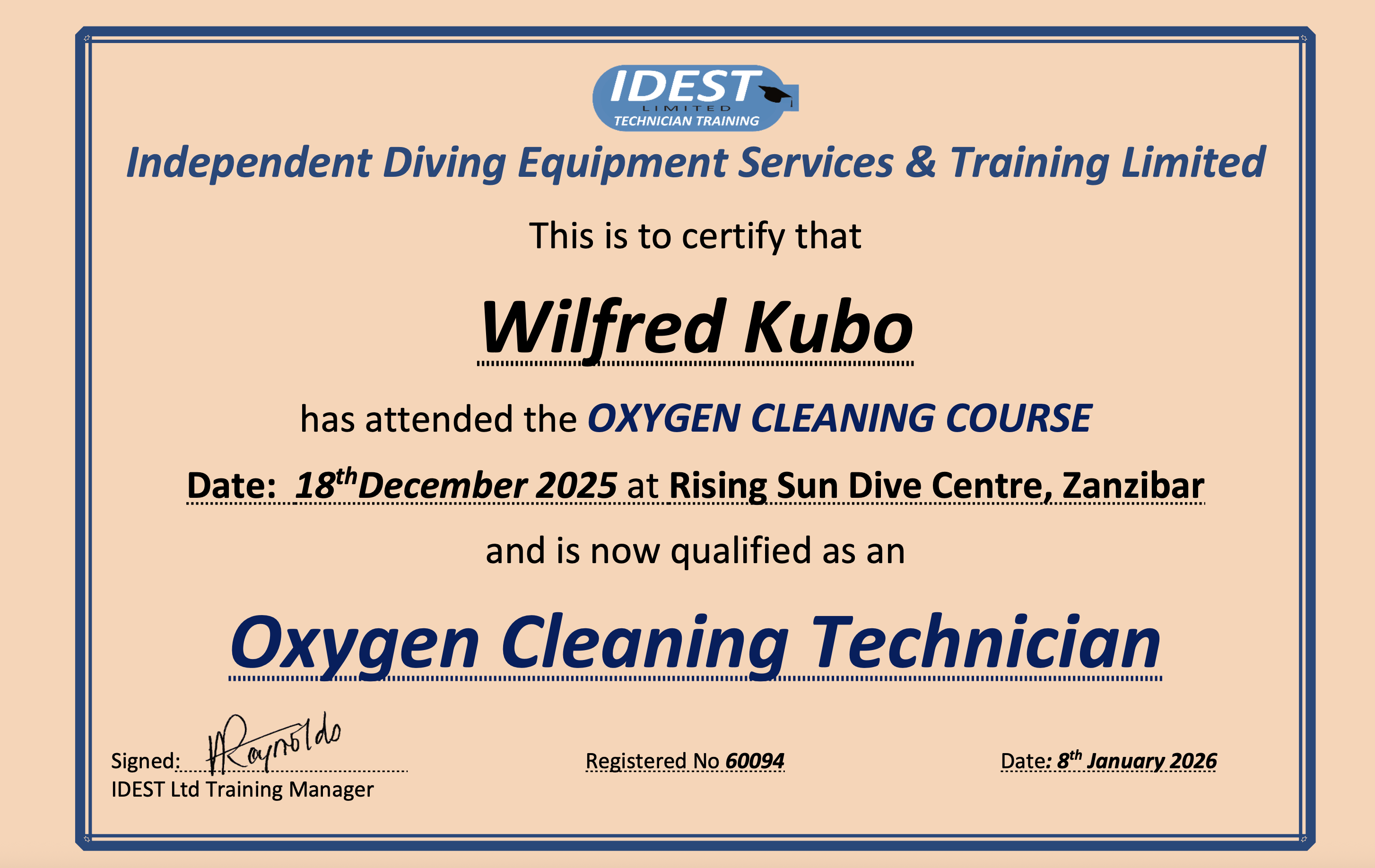 Wilfred certificate